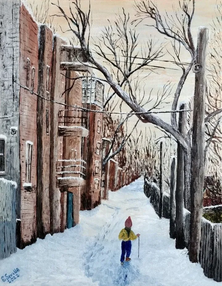 "Late Afternoon Walk", Montreal, œuvre de Elizabeth Seville-Savage