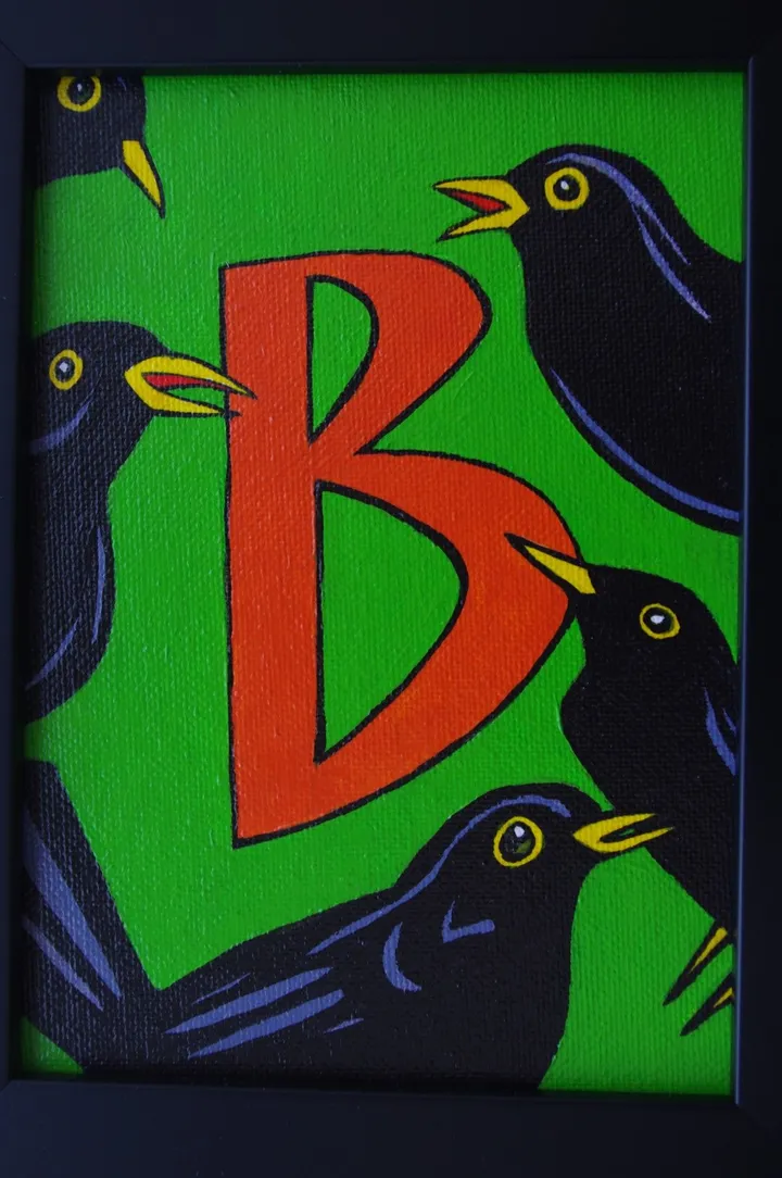 B is for Blackbird, artwork by Geoffrey Humble