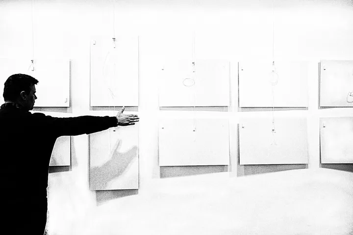 study on a white wall, artwork by Cornel Gingarasu