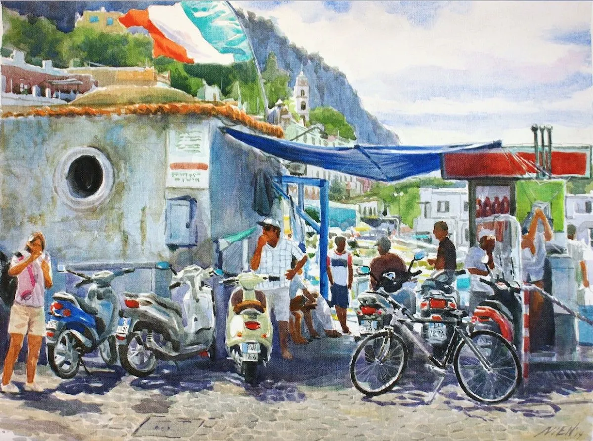 Capri seaport, artwork by Misure Nien