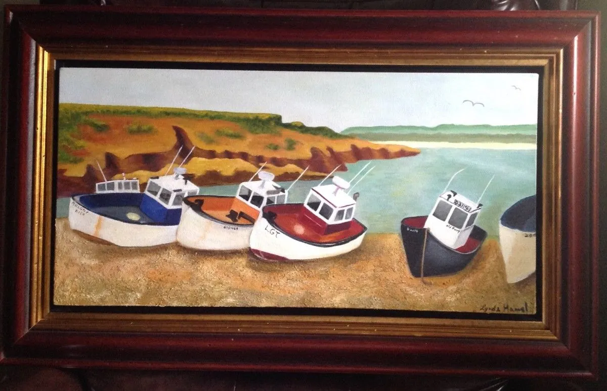 13- Les bateaux du porc Hold Harry, les Ïles de la Madeleine, œuvre de Lynda Hamel