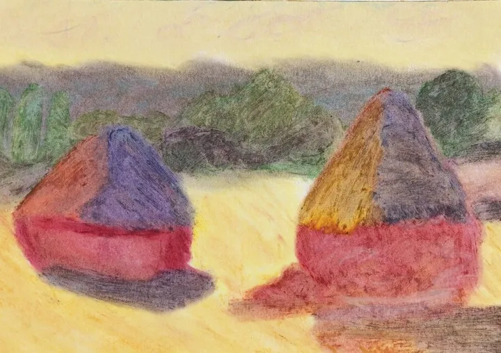 Monet Haystacks Homage, artwork by Pete Malmberg