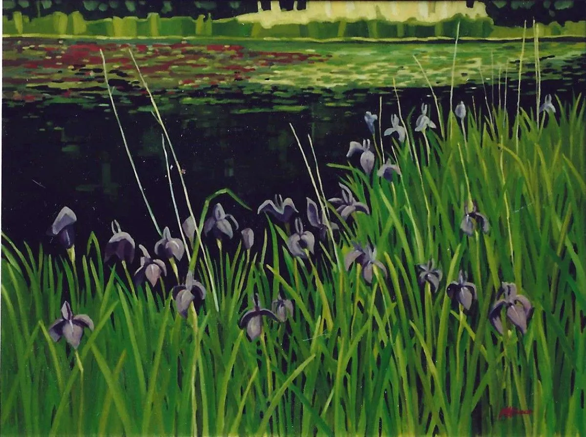 Lilies by the pond, œuvre de Mario Buscio