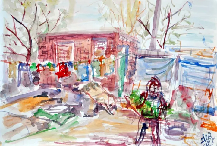 Yard in Arichnaya, artwork by Akpan Usoroh