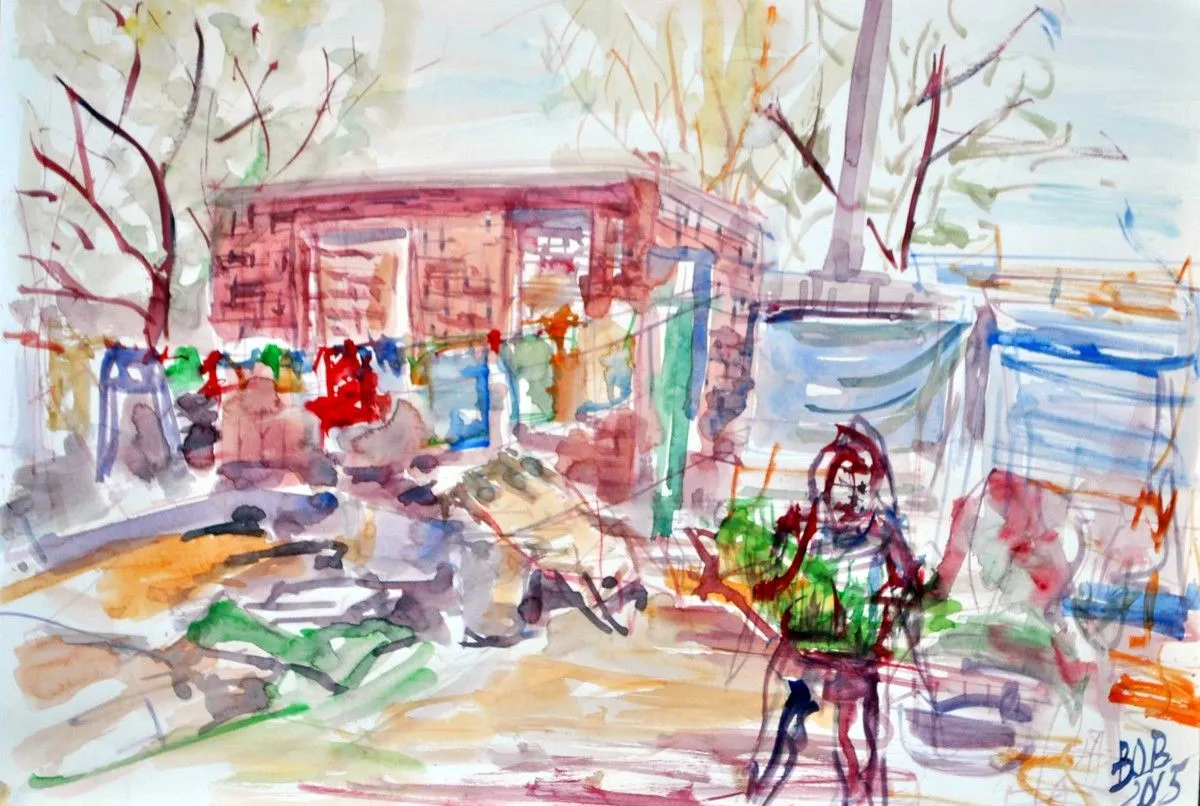 Yard in Arichnaya, artwork by Akpan Usoroh