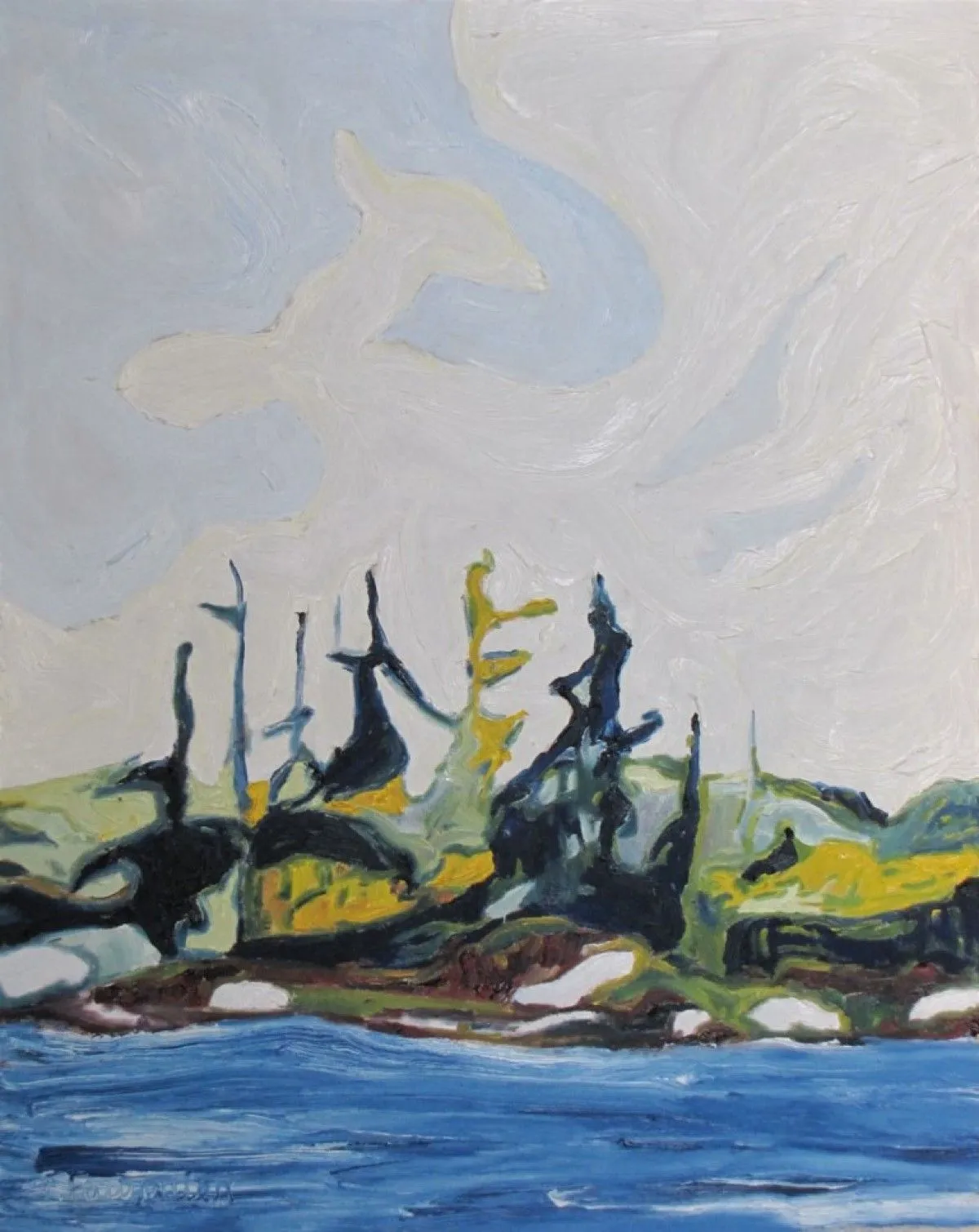 Debout devant la riviere, Standing By The River, œuvre de Francois Fournier
