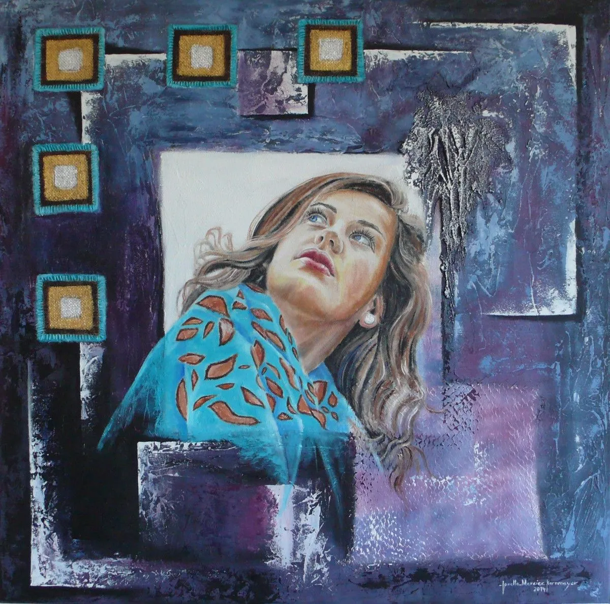 Vête de son foulard turquoise, artwork by Josette Mercier-Kornmayer