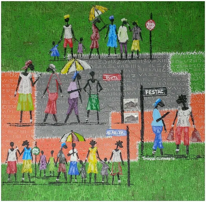 The Call For Restructuring (my bus stop), œuvre de Timinadi Clifford
