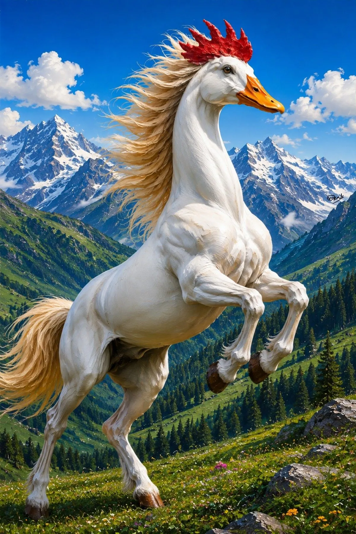 Duck Horse in the Mountains, artwork by Mangesh Korade