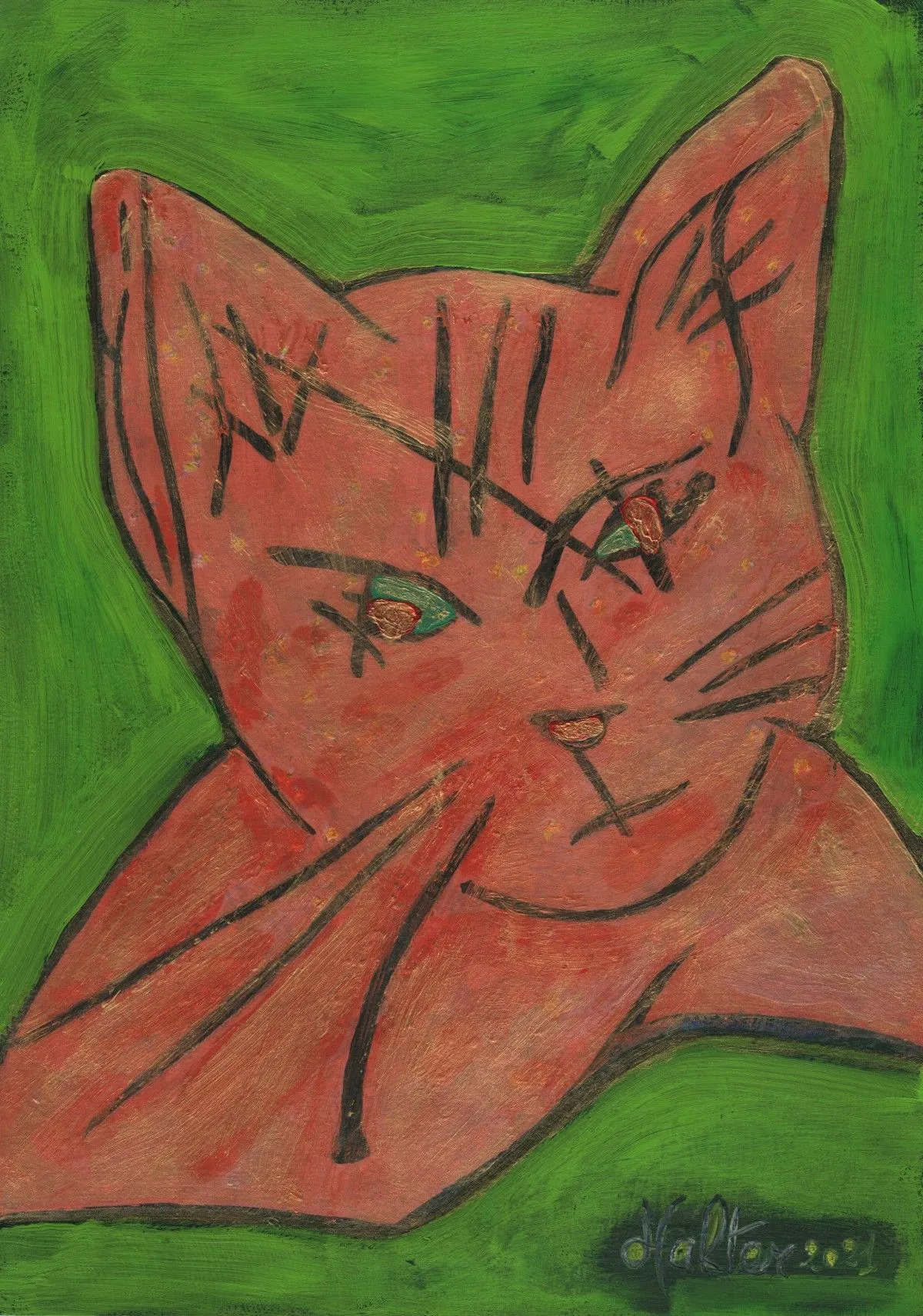 Chat rouge variation #2, œuvre de Alain HALTER