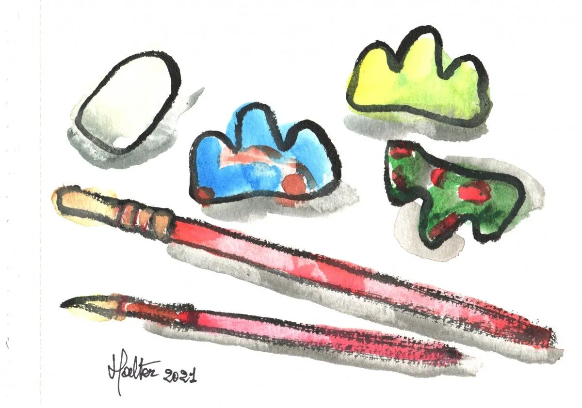 Gomme et pinceaux, œuvre de Alain HALTER