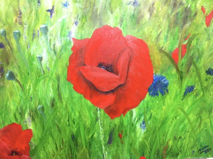 Red Flower of Monet's Garden., œuvre de Keller Rubens