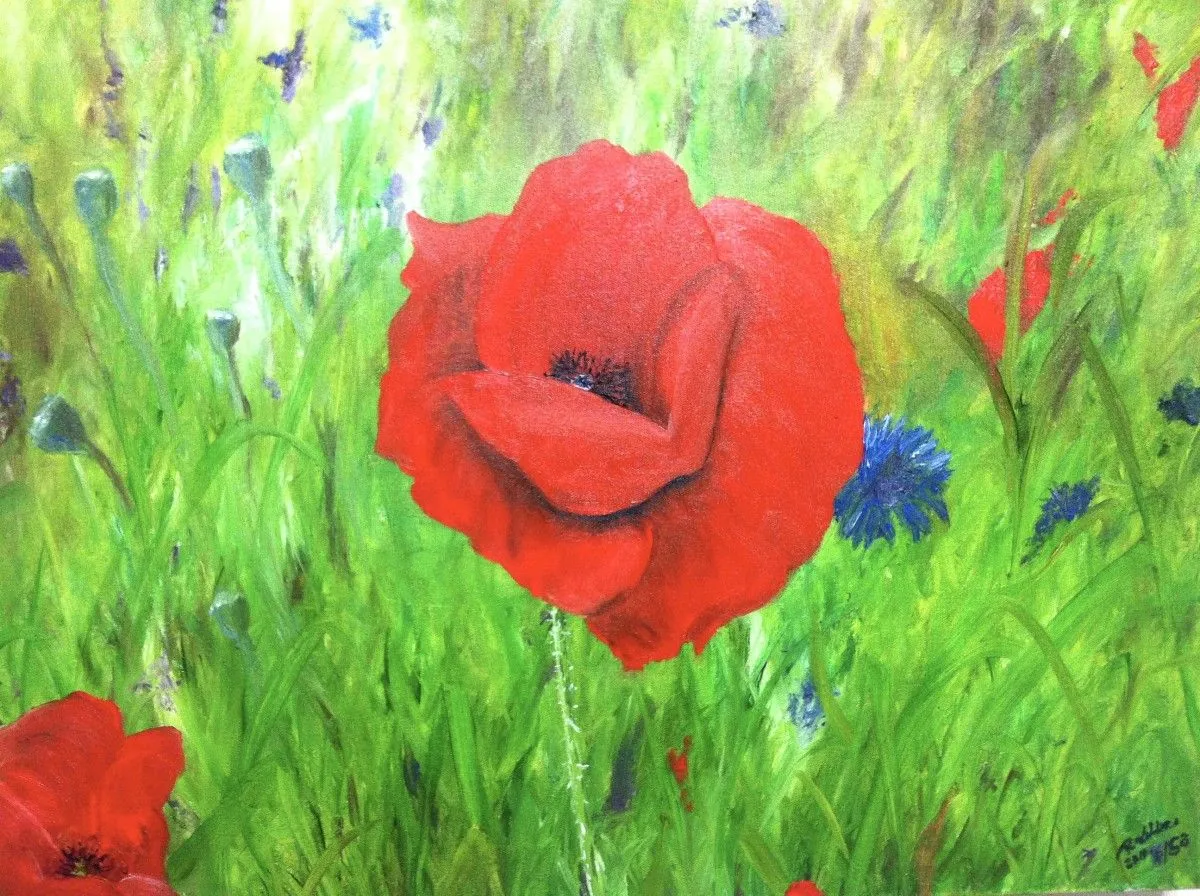 Red Flower of Monet's Garden., œuvre de Keller Rubens