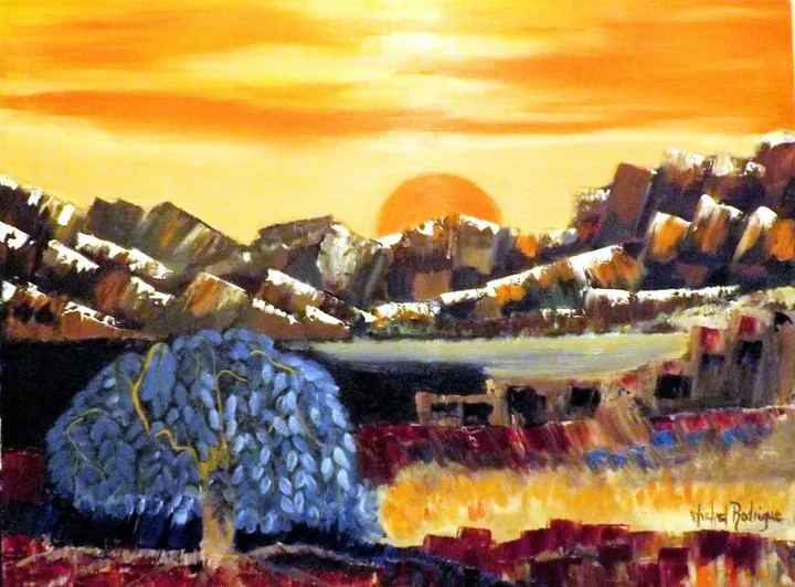 Sunrise on a chinese tree, artwork by MICHEL JOSEPH RODRIGUE