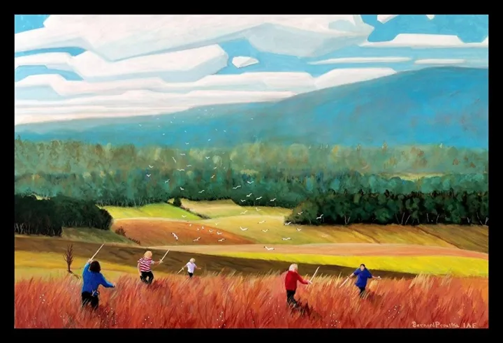 Et dans les fonds des pâturages de silence des enfants blonds nourris d'azur comme les anges jouent à la guerre imaginaire (Collection le tour de l'île #8), artwork by Bernard Proulx