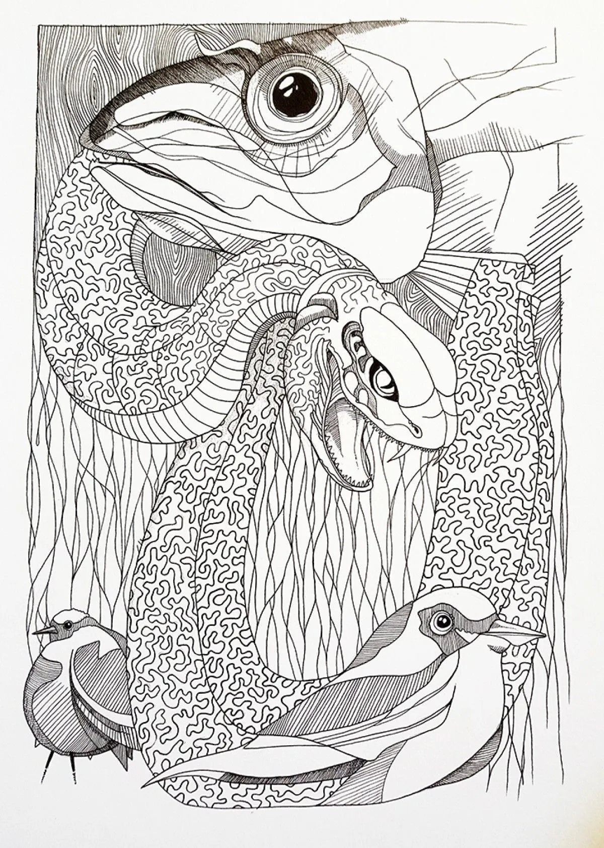 Snaking round, artwork by Arjan Winkelaar