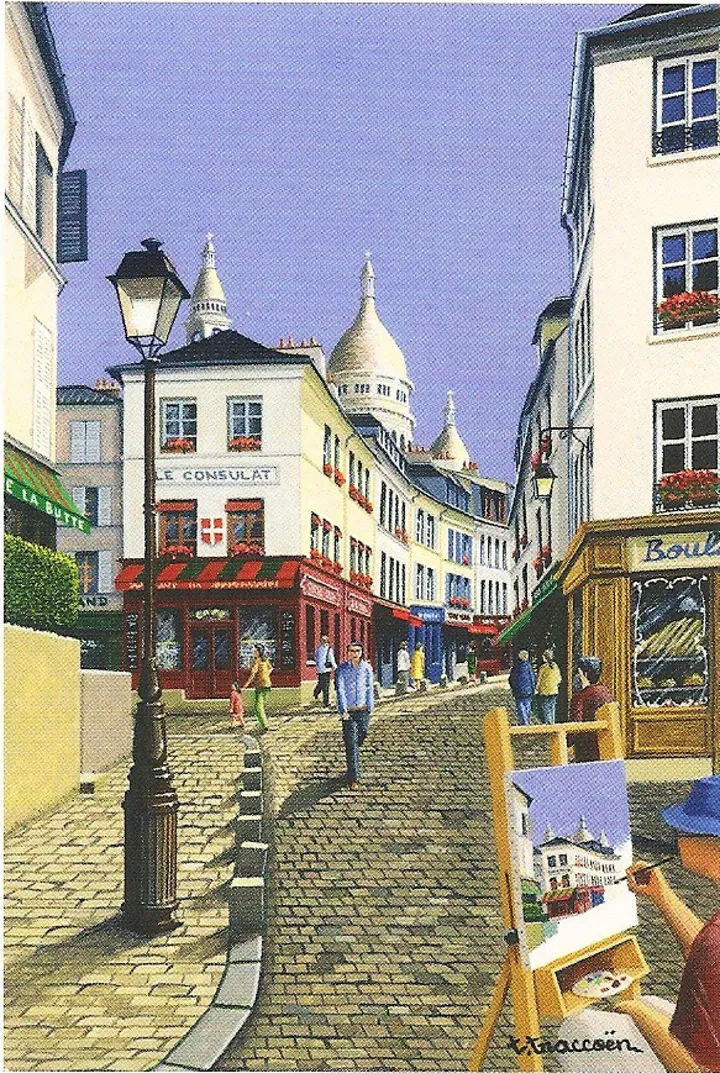 paris, montmartre ( postal card ), artwork by Thierry Traccoën