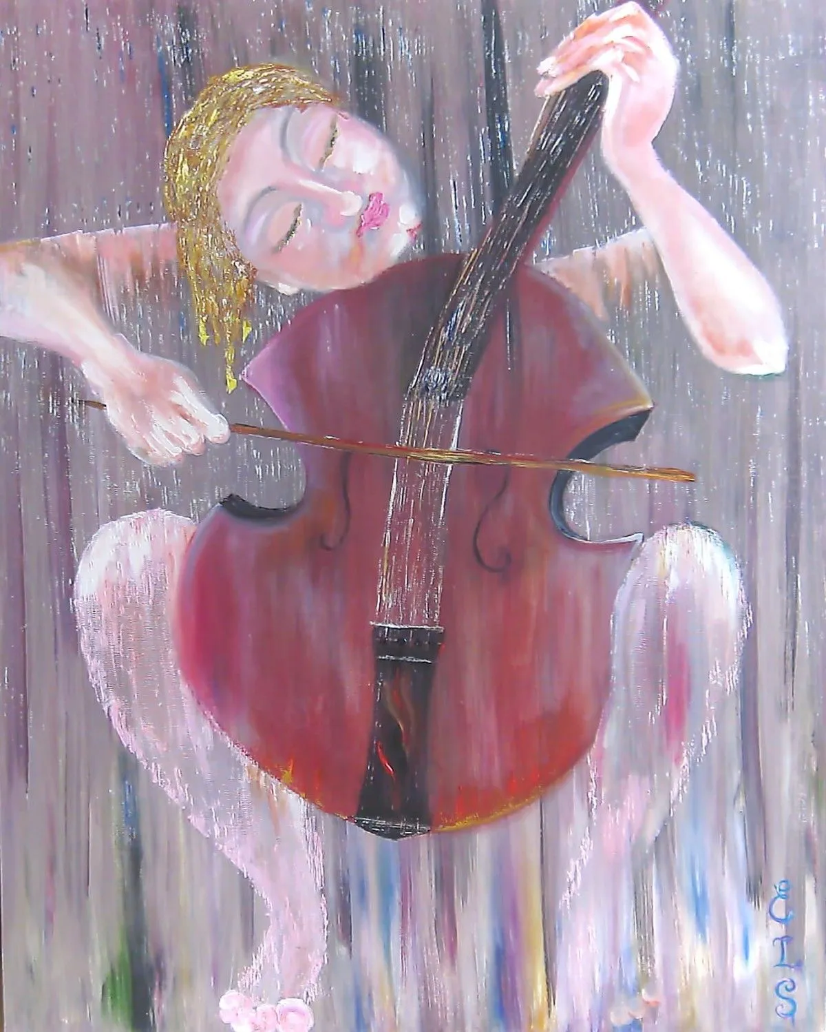 In the rain, artwork by Olena (Elena Lvovna) Sokolova