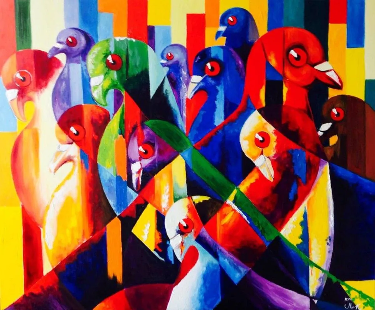 Pigeons, artwork by Stephanie Künzli