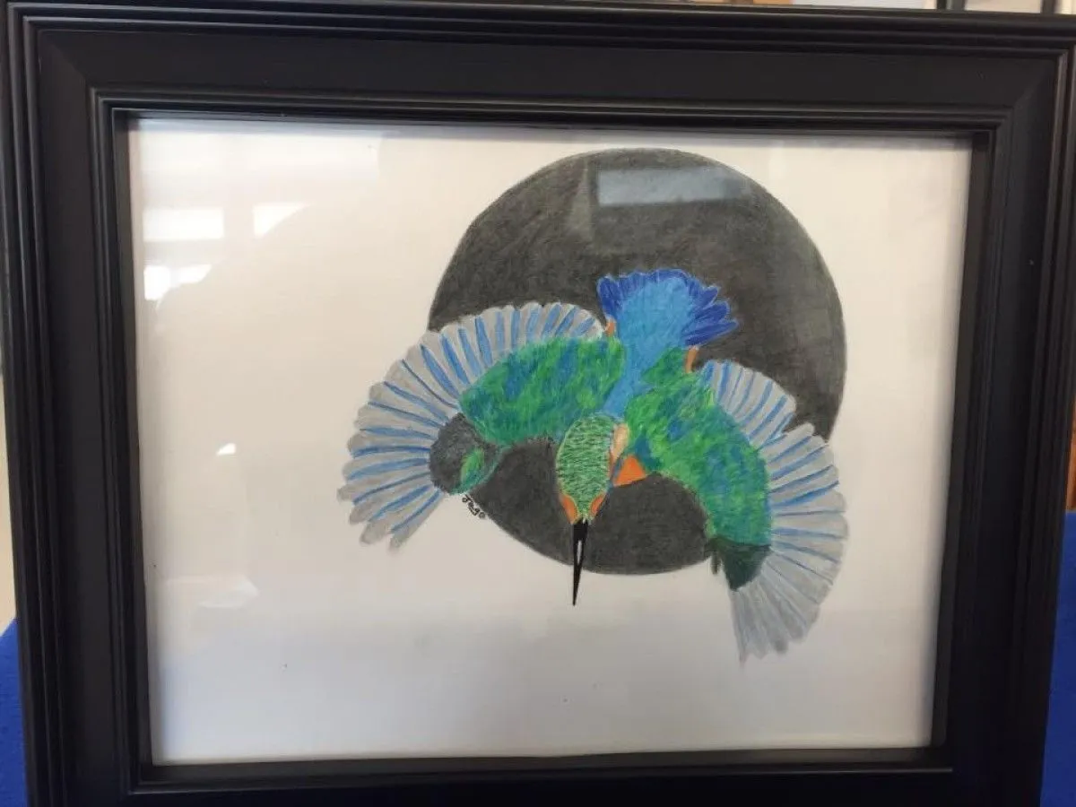 Kingfisher dive, artwork by Jago Pel