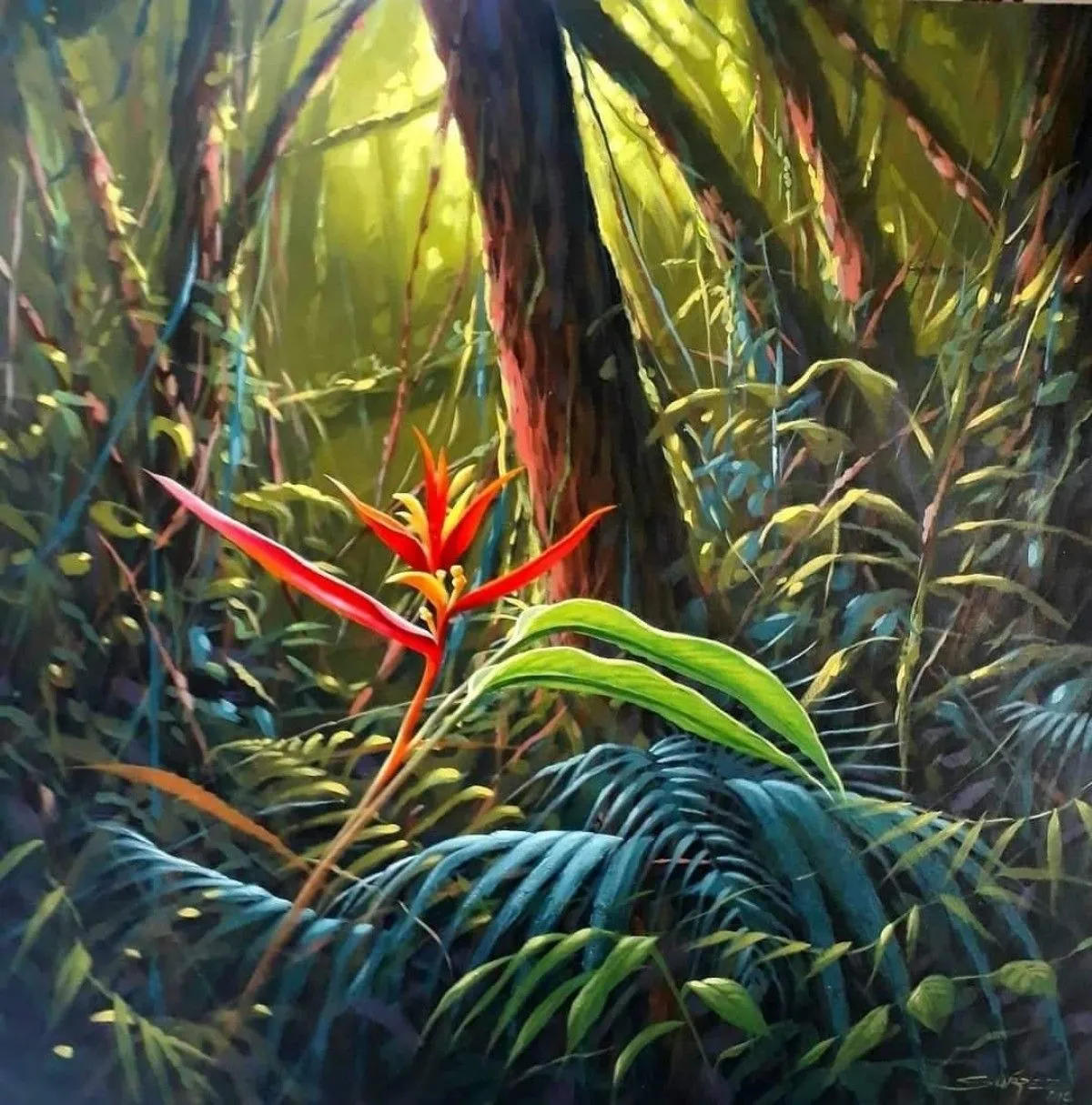 Dans la foret III, artwork by Galerie Creations Tropicales