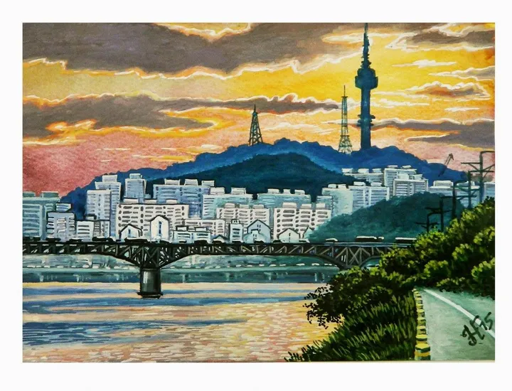 Sunset in Seoul., œuvre de Nikita Gusev