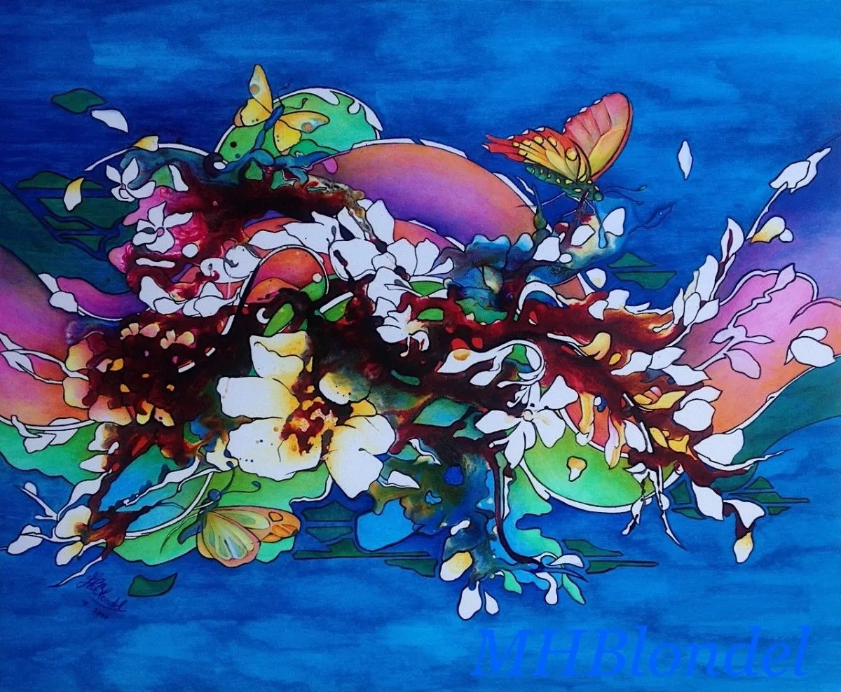 Flowery wave, artwork by Marie-Hélène Blondel