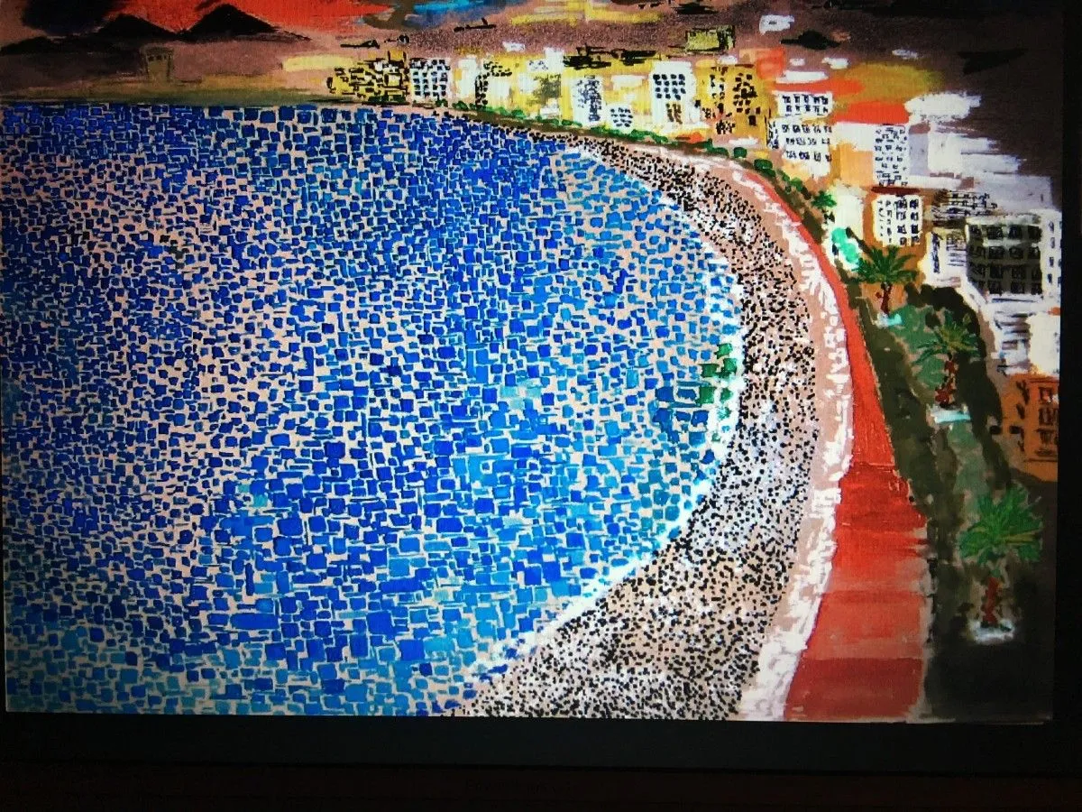 Œuvre picturale "promenade des Anglais ", artwork by Amino Ouadhi