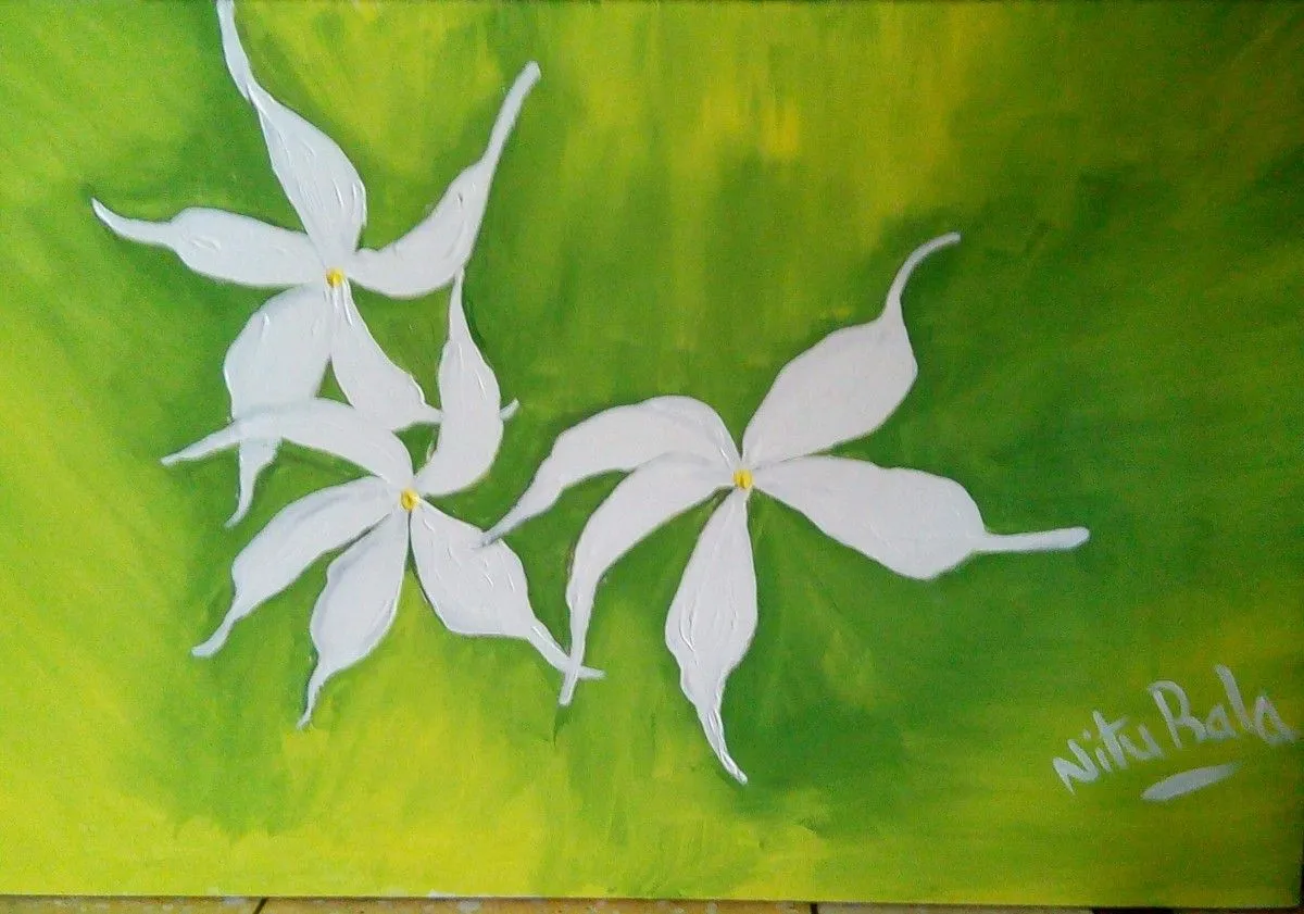 white flowers, œuvre de Nitu Bala bala