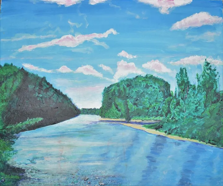 paspebiac river, artwork by Denis Roucau