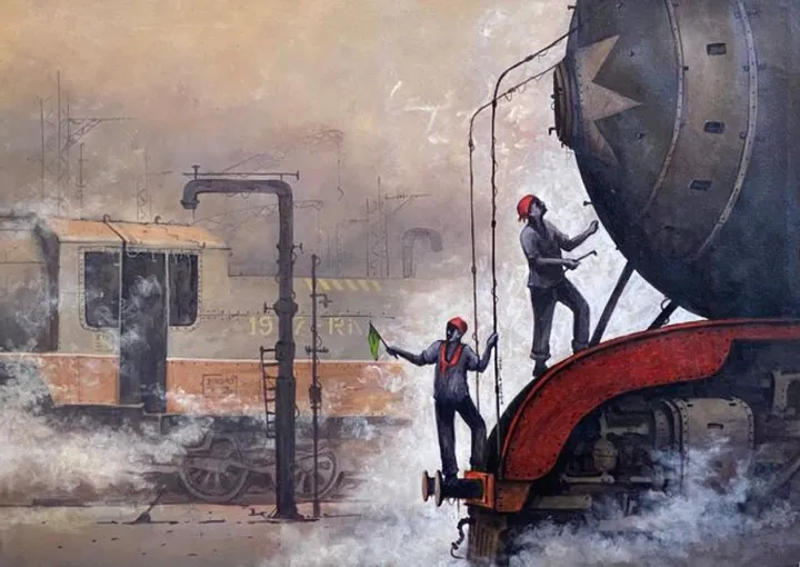 Nostalgia of Steam Locomotives_10, œuvre de Kishore Pratim Biswas