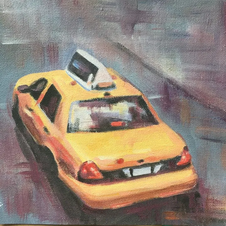 Yellow cab from above, œuvre de Stephanie Fonteyn