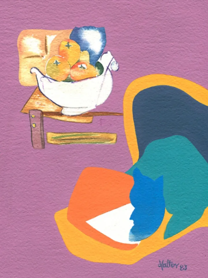 Chat compotier, artwork by Alain HALTER