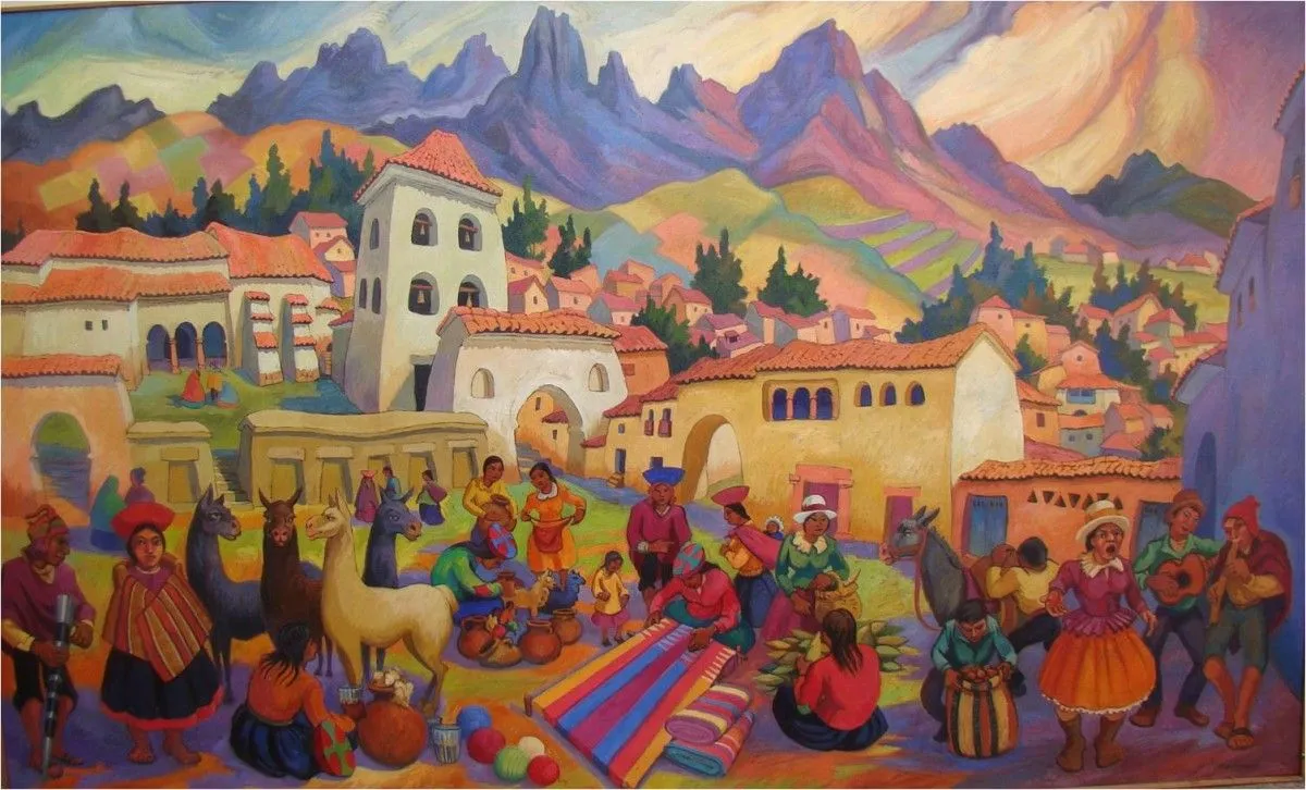 CHINCHERO MARKET, artwork by JUAN DE LA CRUZ MACHICADO