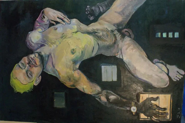 Weightlessness in the gold watch, artwork by Yelena Klochko