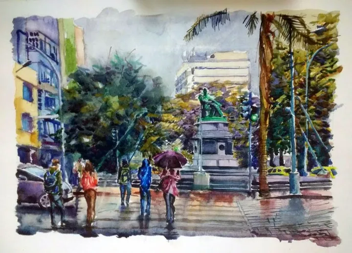 Rainy day in the José de Alencar Square, œuvre de Anna Cavalcante