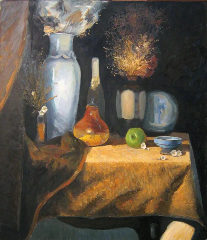 Still life with flowers, artwork by Vladimir Vlajic