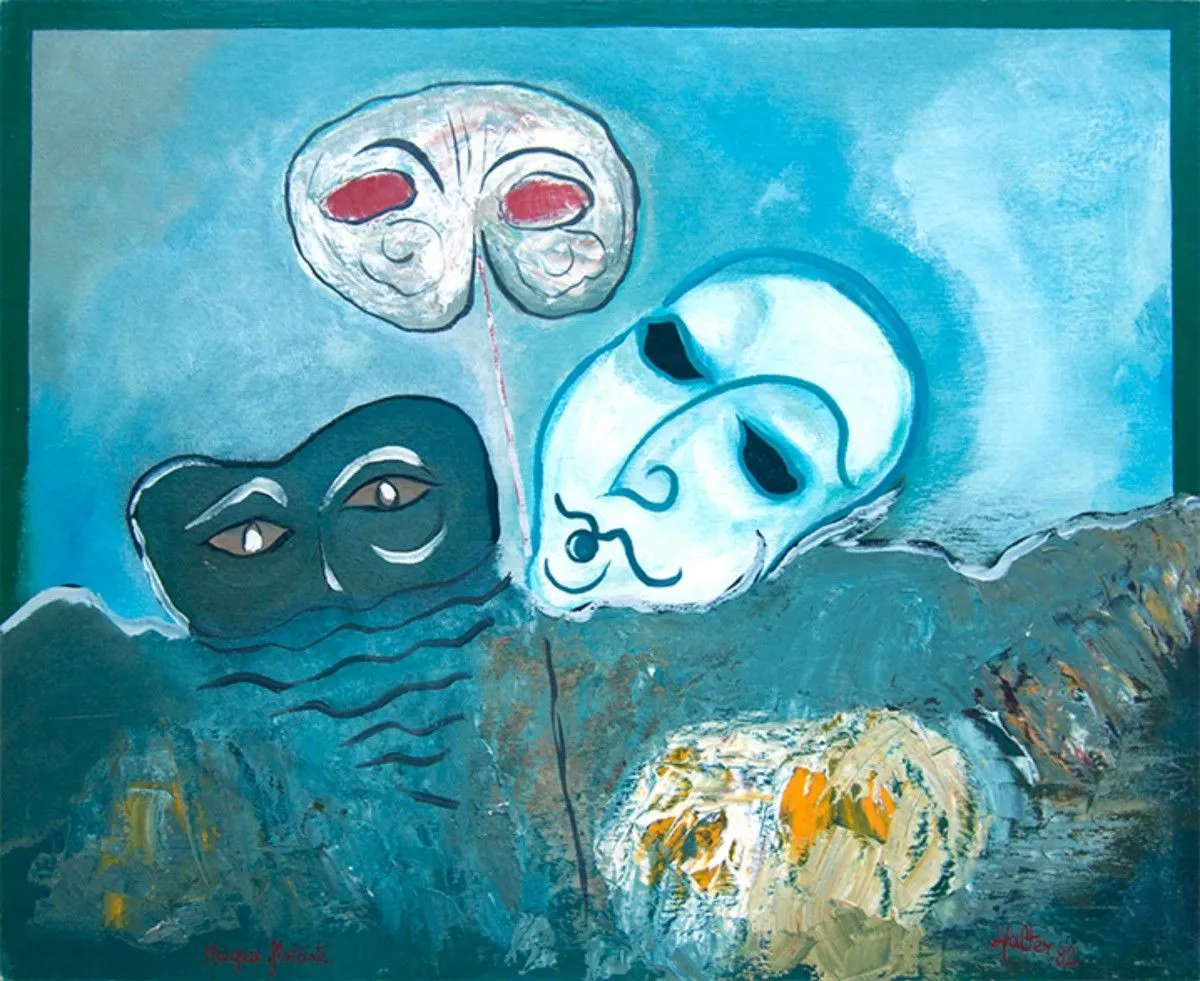 Masques flottants, artwork by Alain HALTER
