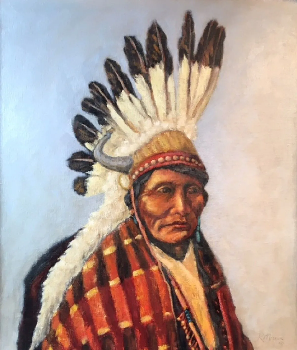 Native man/sold, artwork by Rebecca Manns