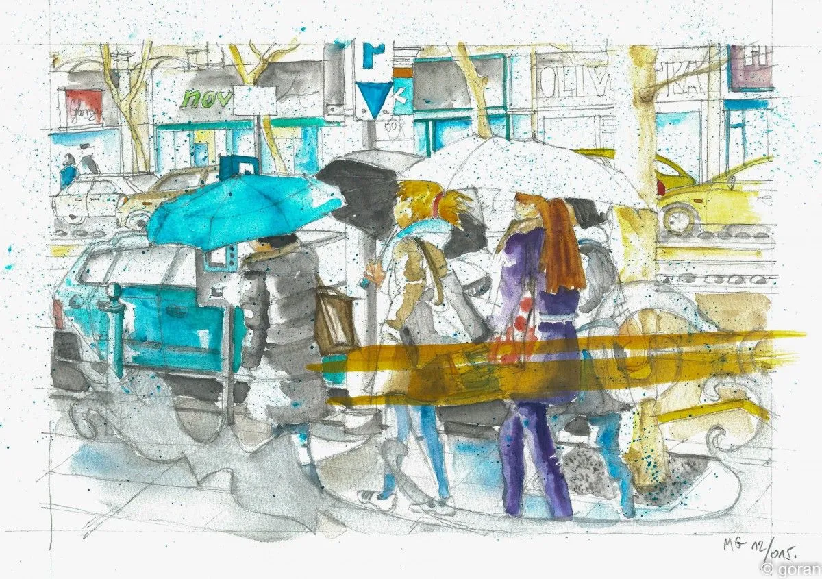 Grand Boulevard in the Rain, artwork by Goran Martinovic