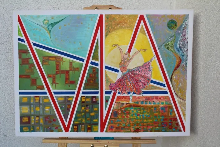 oil "Tänzerinnen", artwork by Hansjörg Hermann