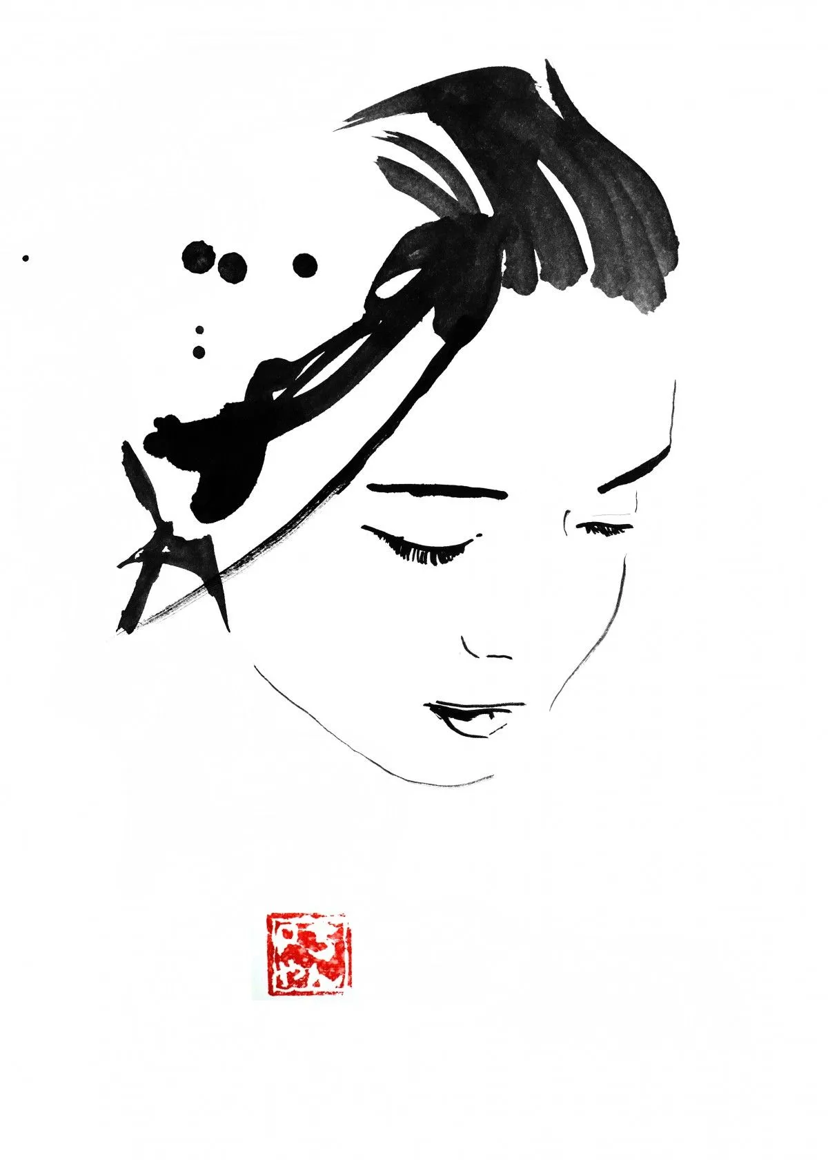 take a bow, artwork by pechane sumi-e