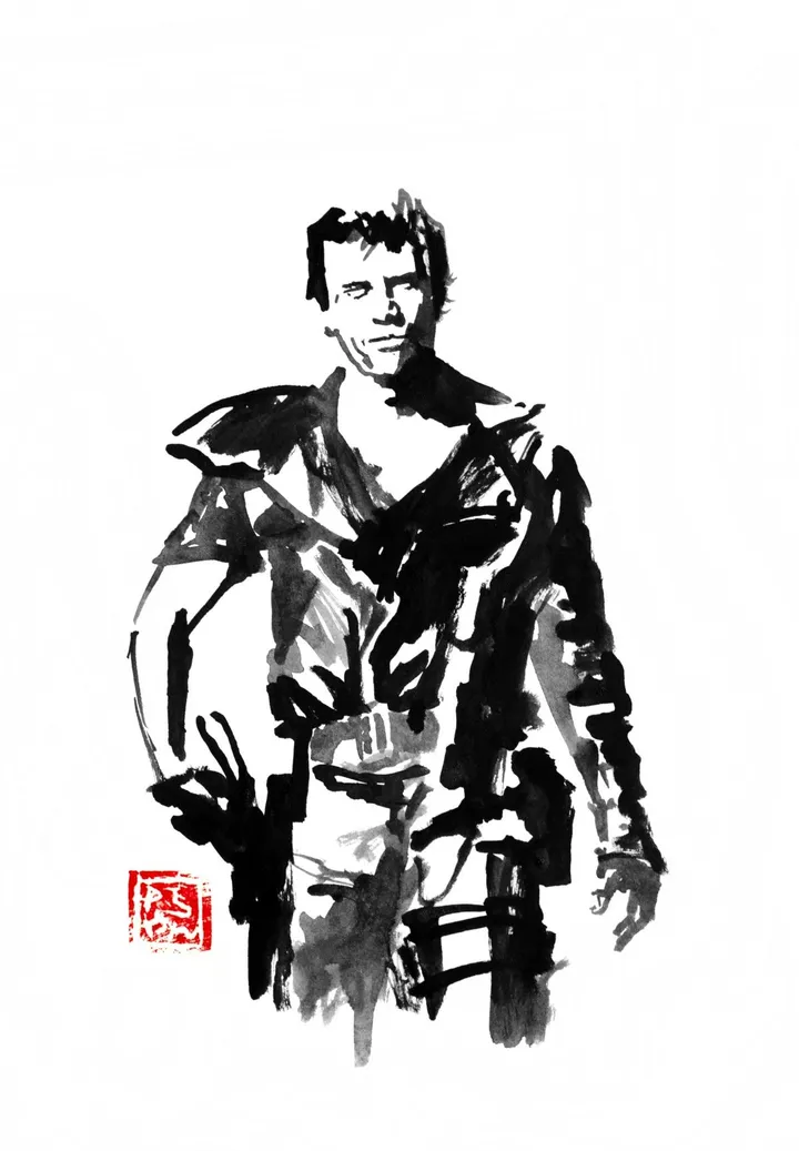 mad max 1979, œuvre de pechane sumi-e