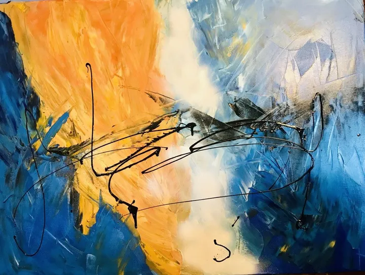 Orange horizon, œuvre de Maryse Menard