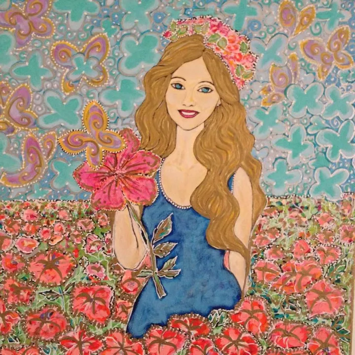 Femme aux fleurs, œuvre de Paula Valeria