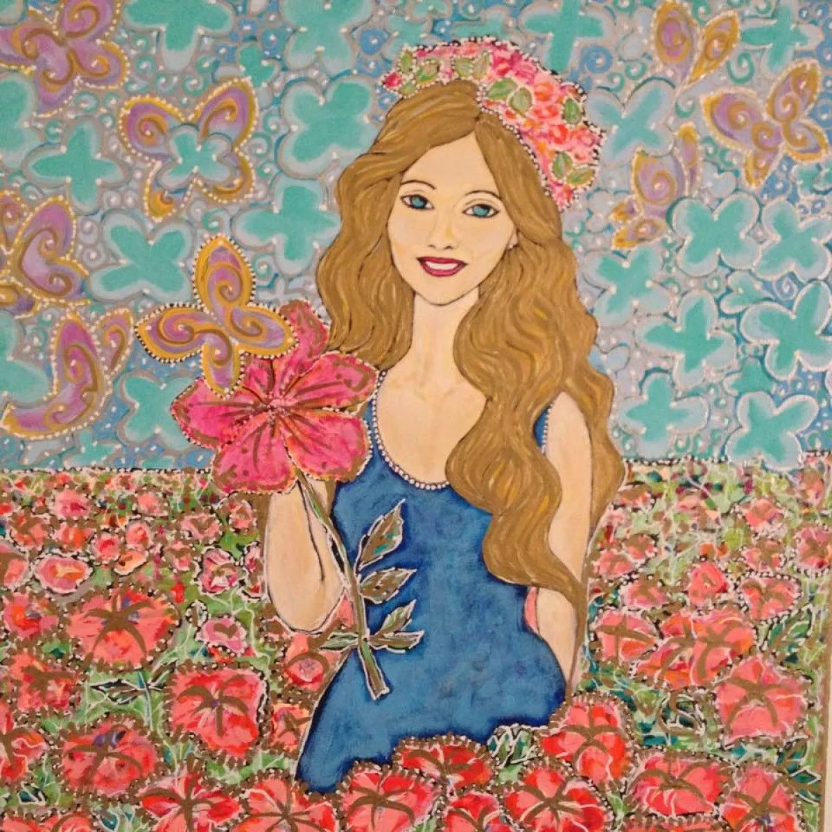 Femme aux fleurs, œuvre de Paula Valeria