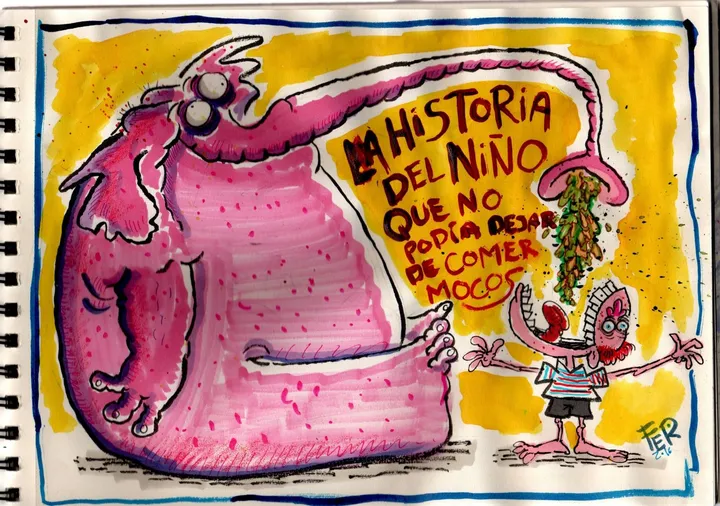 La historia del niño que no podía dejar de comer mocos, artwork by Fernando De Anda