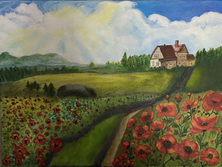 Vallée aux coquelicot 2, artwork by Anne Antoine