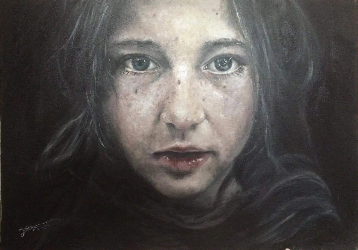 Young girl oil portrait, artwork by Eslam M.