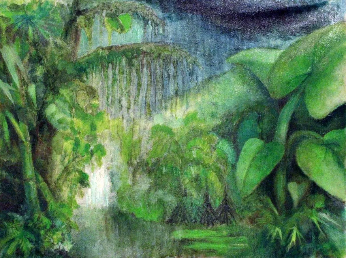 PAYSAGE TROPICAL -TROPICAL LANDSCAPE, œuvre de Jean Bessat